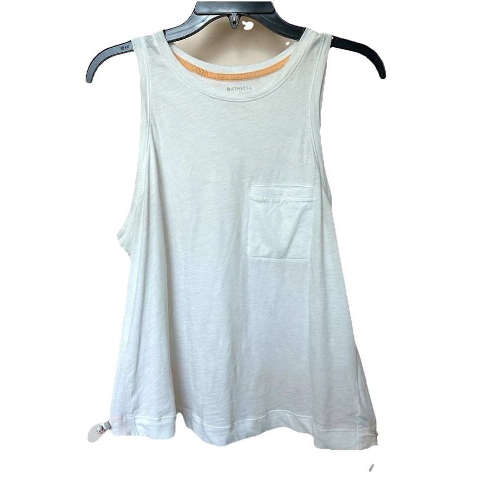 Athleta ORGANIC DAILY BUNGEE Crop Tank Top Women's Med White Workout Gym